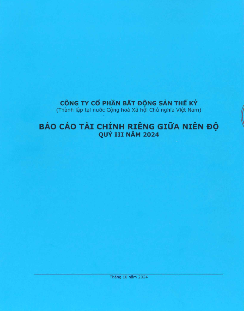 Báo cáo tài chính riêng quý 3 năm 2024